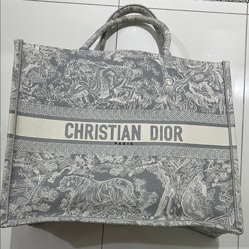 Dior Gray and Cream Tote Bag